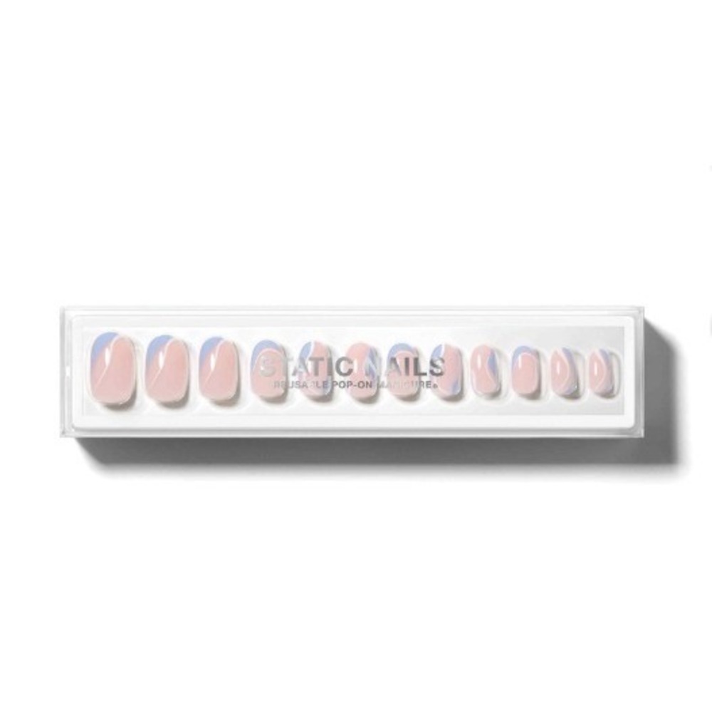 Static Nails Reusable Pop-On Manicure Round Short-Soft Blue Sway-32‎ Nails NIB